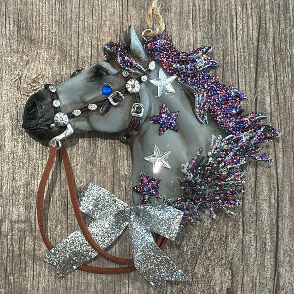 Holiday Horses: “Liberty” design. Decorated Christmas/holiday horse ornament - Picture 9 of 13